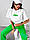 Яскравий молодіжний жіночий літній костюм, зелений/білий, фото 2