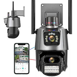 Вулична охоронна WIFI камера відеоспостереження 8MP, з сиреною та зумом Dual Lens Zoom/Поворотна IP відеокамера