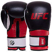 Перчатки боксерские кожаные UFC PRO Training UHK-69989 12унций красный-черный un