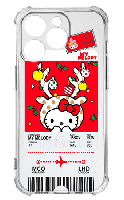 Прозрачный противоударный чехол с уголками для iPhone 15 Pro Max Max Принт: Новогодний Хелоу Кити
