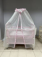Дитяче ліжечко ліжко для дівчинки для новонародженого трансформер Geoby рожеве