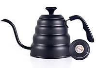 Чайник с термометром 1.2 л Pour Over Coffee Pot Черный Матовый