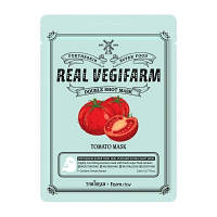 FORTHESKIN Тканинна маска для обличчя ТОМАТ SUPER FOOD REAL VEGIFARM DOUBLE SHOT MASK - Tomato, 23 мл