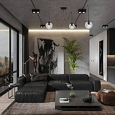 Чорна люстра з прозорих кульок на 3 лампи (56-PR1503F-3 BK+CL), фото 5