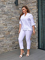 Літній жіночий брючний костюм блуза і брюки розміри Тканина креп жатка Розміри 50-52, 54-56, 58-60