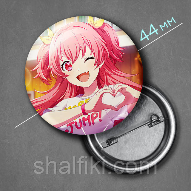 "Момоі Айрі (MORE MORE JUMP!)" значок круглий на булавці Ø44 мм, фото 1