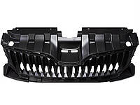 Решітка радіатора Skoda Fabia 2014 - черн.з отв.під молдинг без емблеми