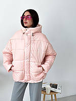 Теплая зимняя куртка розового цвета BD 77