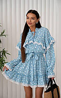 Красивое женское муслиновое платье с кружевом цветочные принты Sms9048
