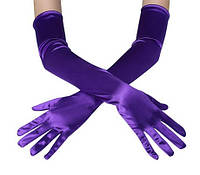 Перчатки выше локтя атласные фиолетовые