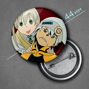 "Мака Албарн та Соул Еванс (Пожирач душ / Soul eater)" значок круглий на булавці Ø44 мм