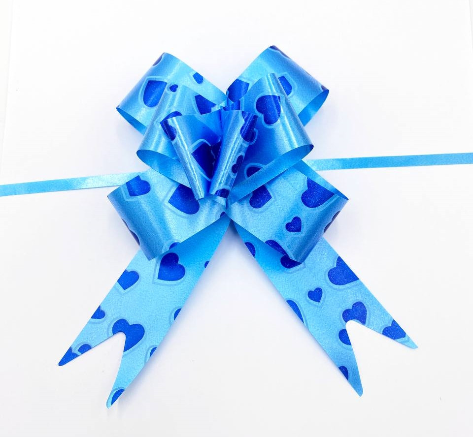 Подарункові бантики / Бант-затяжка / Упаковка -10 шт / 46*3 см / У зібраному вигляді - 15,5*8 см / Синій, фото 1