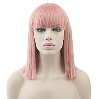 Парик каре розовый, парик розовый прямые волосы