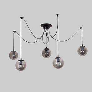 Чорна люстра з графітових кульок на 5 ламп (56-PR1505F-5 BK+BK), фото 1
