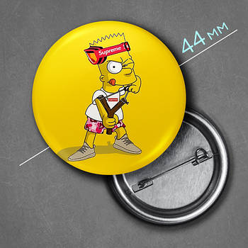 "Барт Сімпсон (Сімпсони)" значок круглий на булавці Ø44 мм