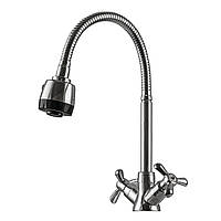 Змішувач на кухню DOMINO DK-H1-2N-103MA двовентильний з гнучким виливом гофрогусак