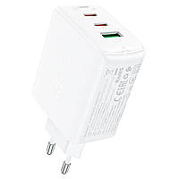 Мережевий зарядний пристрій ACEFAST A41 PD65W GaN (2*USB-C+USB-A) charger White inc mid
