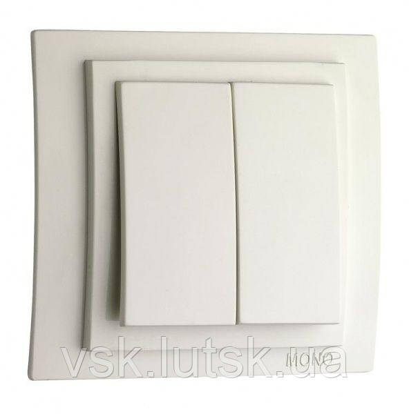 Вимикач двоклавішний, Mono Electric, LARISSA (білий) Вимикач двоклавішний, Mono Elec, фото 1