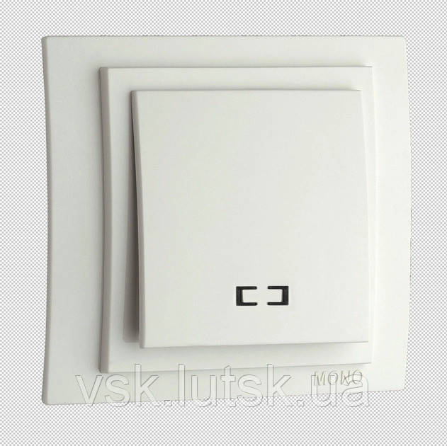 Вимикач одноклавішний з підсвіткою, Mono Electric, LARISSA (білий), фото 1