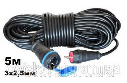 Електричний подовжувач (ГНІЗДО-ВИЛКА) з з/к 5 м (ПВС 3"2,5) ТМ ФЕНІКС ЕП, фото 1
