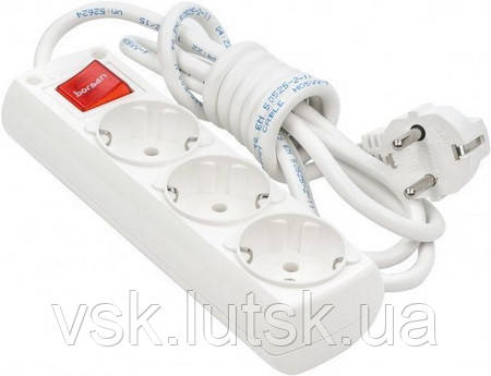 Подовжувач 3 гнізда з заземленням+вимикач / 5м. (BR-1563-5), фото 1