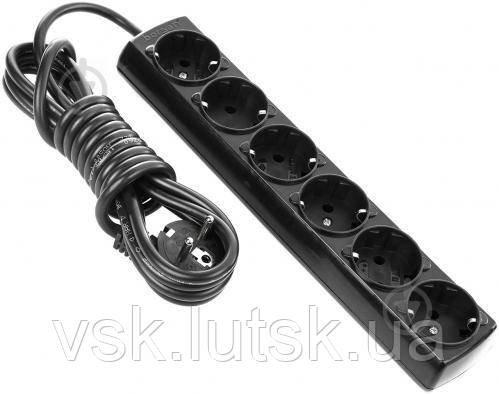 Подовжувач 6 гнізд з заземленням / 5м. ЧОРНИЙ (BR-1576-5), фото 1