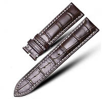 Ремешок к часам LONGINES 21/18mm коричневый с белой строчкой (крокодил).