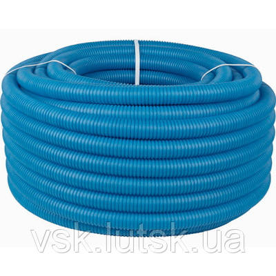 Гофр. захисний кожух для труб (пешель), 50 м, d-18/22 (синій), фото 1