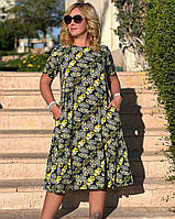 Жіноче плаття А силуету з круглим вирізом горловини і кишенями ( з M по 3XL)
