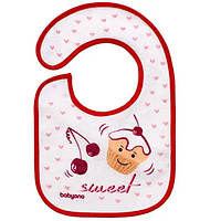 Нагрудник махровый "I EAT AND I GROW" Вишенки (3м+) BabyOno 5901435407615