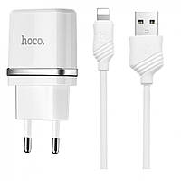 Home Charger | 2.4A | 2U | Lightning Cable (1m) Hoco C12 White