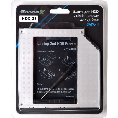 Фрейм-переходник Grand-X HDD 2.5'' to notebook 9.5 mm ODD SATA3 HDC-26 ZXC - фото 3 - id-p2199117136