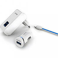 Home & Car Charger & Lightning Cable 2.1A 2U Ldnio S100 White
