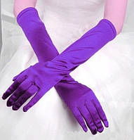Перчатки фиолетовые, перчатки атласные
