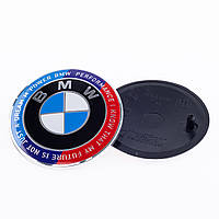 Эмблема BMW БМВ 82мм Юбилейная 50 лет Motorsport надпись по кругу Триколор