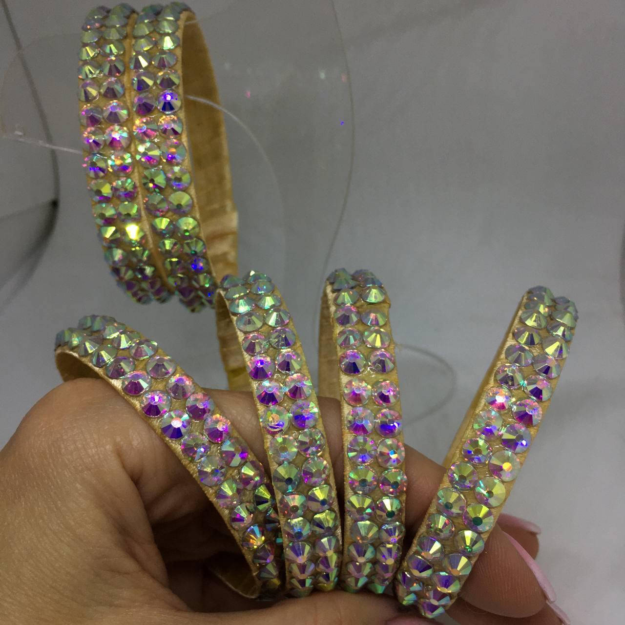 Браслет жорсткий дворядний ,колір Crystal AB