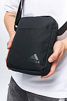 Мужская сумка-барсетка Adidas черная через плече , Тканевая барсетка мессенджер Адидас черная ЛЮКС качес wear