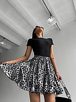 Трендовая легкая леопардовая юбка
