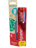 Зубна паста Colgate Visible White 75 мл + зубна щітка RECY CLEAN