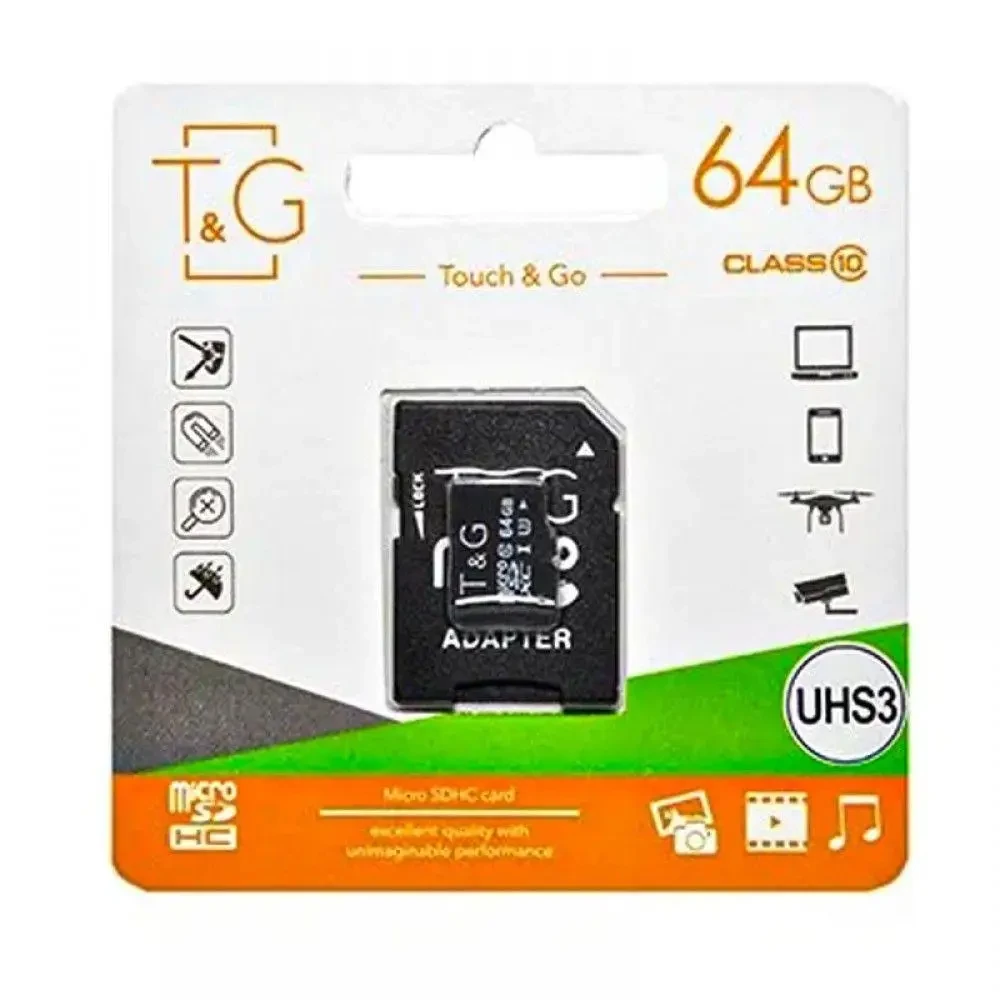 Карта пам'яті T&G MicroSDXC 64GB Class 10 UHS-I U1 + SD-адаптер Лучшая цена