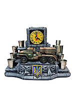 Мини бар "БМ-21 Граад" ручной работы с часами патриотический сувенир военному, подставка под алкоголь mid