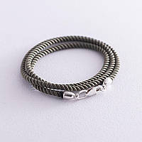 Шелковый шнурок цвета Хаки с гладкой серебряной застежкой (3мм) 18396 INTERSHOP