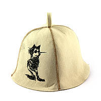 Банная шапка Luxyart "Кот стиляга", искусственный фетр, белый (LA-374) tn