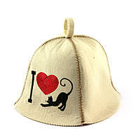 Банная шапка Luxyart "I love cat", искусственный фетр, белый (LA-386) tn