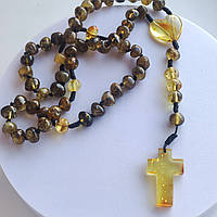 Чотки MINOV 2779 Християнські з натурального бурштину на 50 намистин 37 см