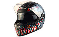 Шлем (интеграл) + очки ExDrive JAWS EX-09 серо-черный глянец [M]