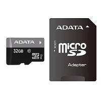 Карта памяти ADATA 32Gb microSDHC Ultra UHS-I +SD адаптер Class 10 AUSDH32GUICL10-RA1 ZXC