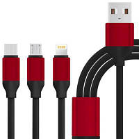 Дата кабель USB 2.0 AM to Lightning + Micro 5P + Type-C 1.2m black XoKo SC-320-BK ZXC