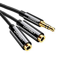 Аудіо кабель UGREEN AV134 3.5mm Male to 2 Female Audio Cable 20cm (Black) (UGR-20816) mid