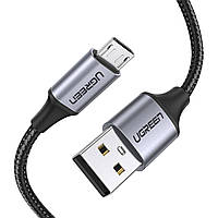 Кабель UGREEN US290 USB 2.0 A to Micro USB Cable Nickel Plating Aluminum Braid 2m (Black) (UGR-60148) inc mid